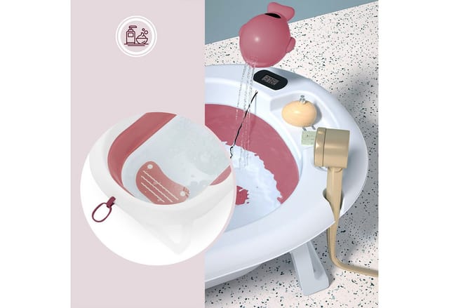 Moby-System Babybadewanne Faltbare Babybadewanne mit Thermometer - Altrosa