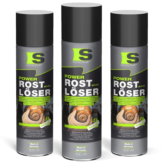 Spraytive 3x 500ml Rostlöser MoS₂ Spray – Schnellrostlöser mit Korrosionsschutz Rostentferner (Made in Germany)