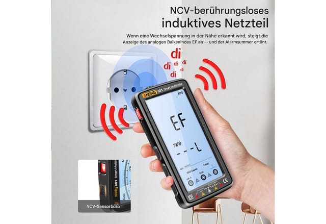 GARRYFIZH Multimeter Digital Multimeter Strommessgerät mit 6000 Counts, Intelligentes, feuerfestes Universalmessgerät NCV-Tester