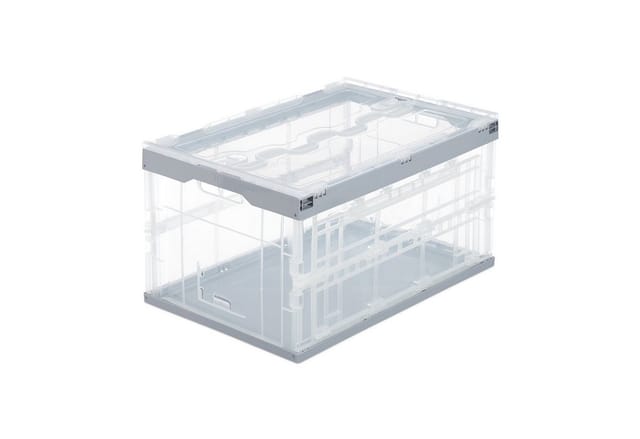 relaxdays Klappbox 2 x Transparente Transportbox mit Deckel