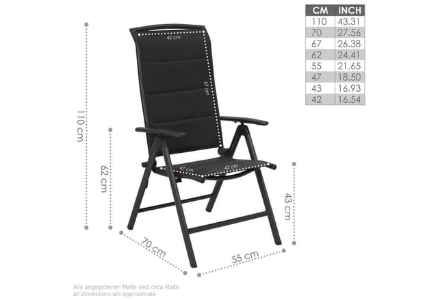 BRUBAKER Gartenstuhl Milano - Gepolsterter Klappstuhl aus Aluminium - Balkonstuhl (Outdoor Campingstuhl für Garten und Balkon - Wetterfest, 2 St), Hochlehner Campingstuhl mit 8-fach verstellbarer Rückenlehne