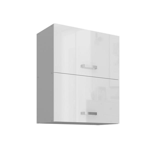 Küchen-Preisbombe Hängeschrank 60 cm Küche Bianca Weiß Hochglanz + Grau Küchenzeile Küchenblock