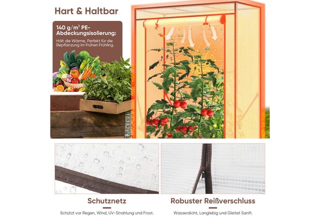 Sekey Foliengewächshaus Tomatengewächshaus Tomatenhaus Foliengewächshaus 50 x 100 x 150 cm, Gartenhaus Frühbeet Tomatenhaus Gemüse Treibhaus mit PE Gitterfolie