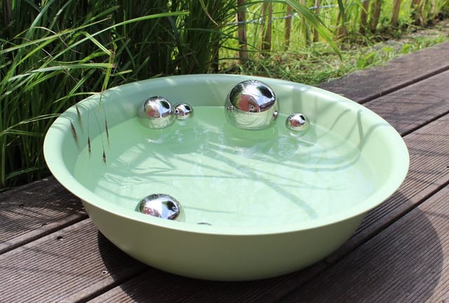 LB H&F Lilienburg Dekokugel 6er SET Schwimmkugel Schwimmkugel Teichkugel Teichkugeln (Dekokugeln Wasserkugeln Wasserkugel, Kugeln Garten Dekoration Brunnen Teichdeko Rosenkugel), silber Metall Edelstahl Deko Teich Miniteich Gartenteich Kugel