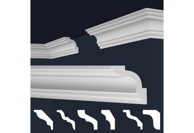 marbet design Stuckleiste E-15, 20 Meter / 10 Leisten, XPS Styropor weiß - Deckenleisten Stuck Decken Styroporleisten E-Leisten - (20 Meter / 10 Leisten E-15)