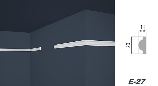 marbet design Stuckleiste E-27, 30 Meter / 15 Leisten, XPS Styropor weiß - Wandleisten Bordüre Styroporleisten E-Leisten - (30 Meter / 15 Leisten E-27)