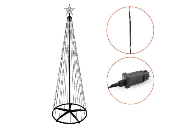 Lichterbaum Mit Stern Spitze 150 Cm Für Außen Mit Fernbedienung Und Timer - 154 Led - Metall Weihnachtsbaum In Schwarz Multicolor Mit Farbwechsel
