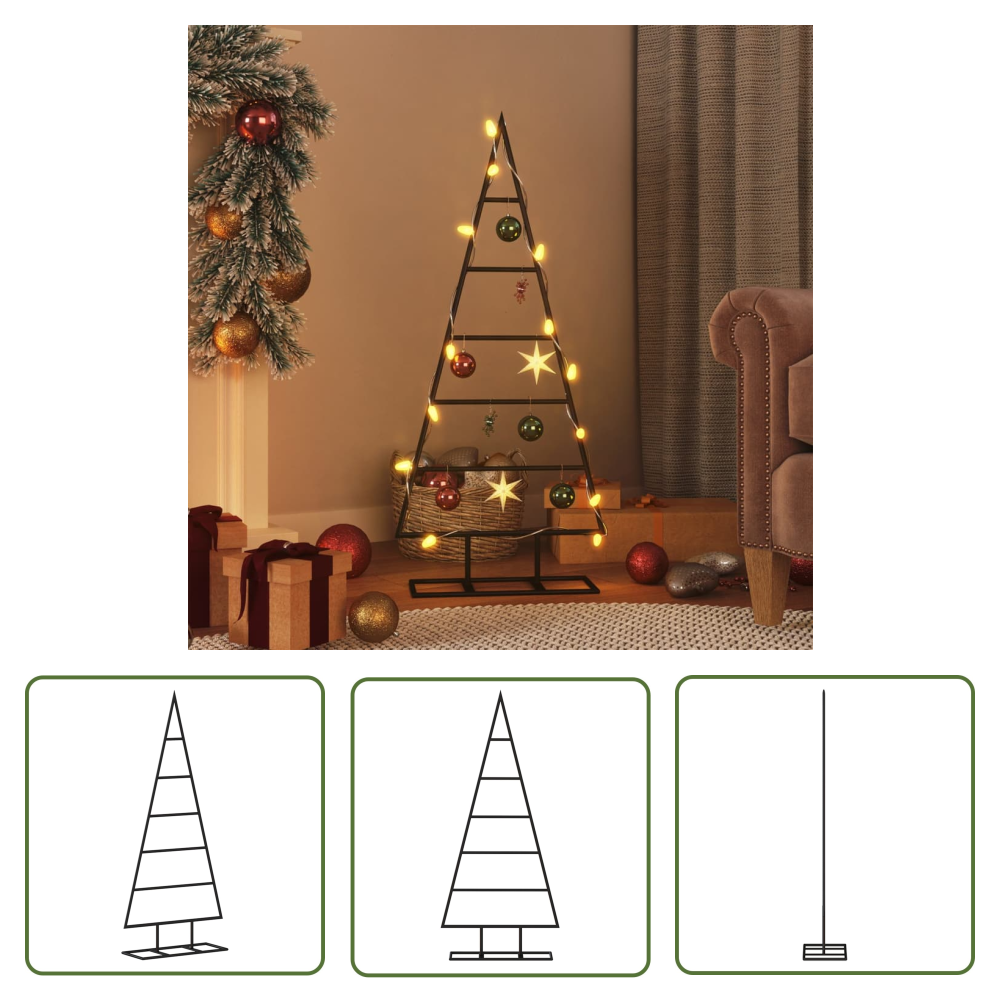 Vidaxl Metall-weihnachtsbaum Für Dekorationen Schwarz 90 Cm