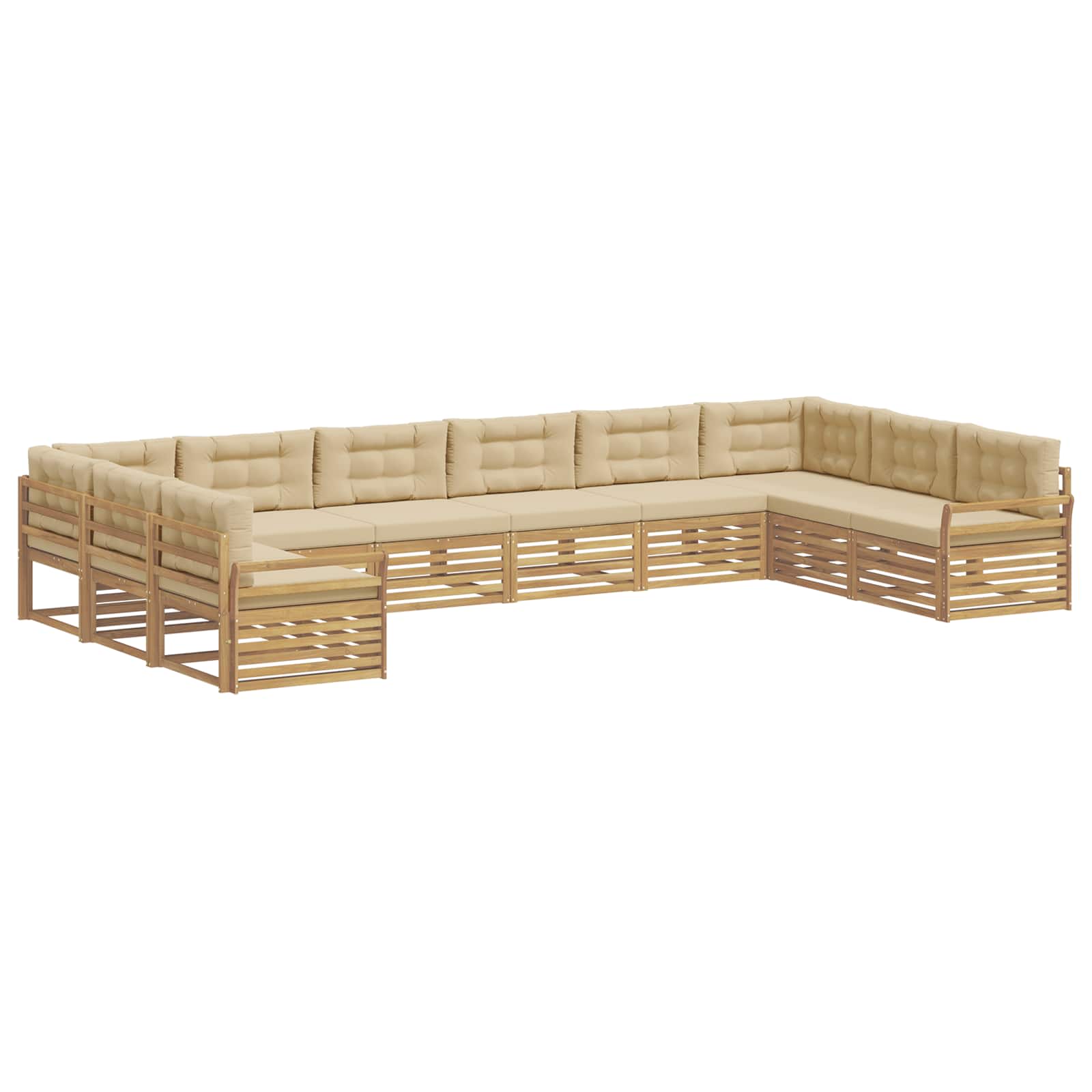 Sofagarnituren 10 Stk. Weiß Und Beige Polyester Vidaxl