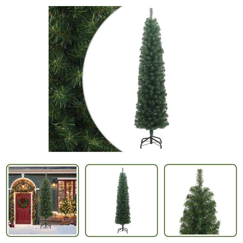 Künstlicher Tannenbaum - Künstlicher Weihnachtsbaum Schlank Mit Ständer Grün 210 Cm Pvc