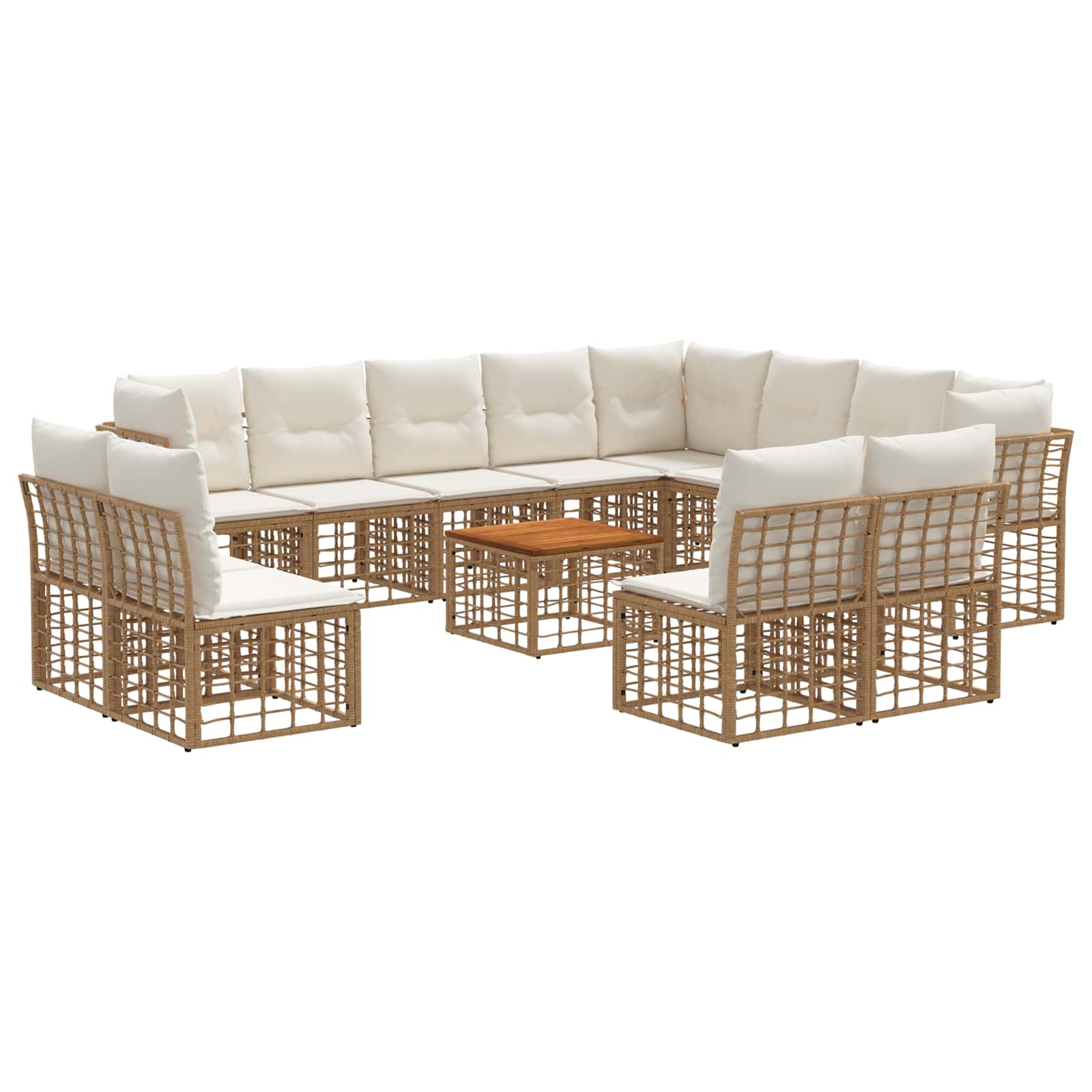 Outdoor-sofagarnitur 13 Stk. 12-sitzer Natur Und Cremeweiß Vidaxl