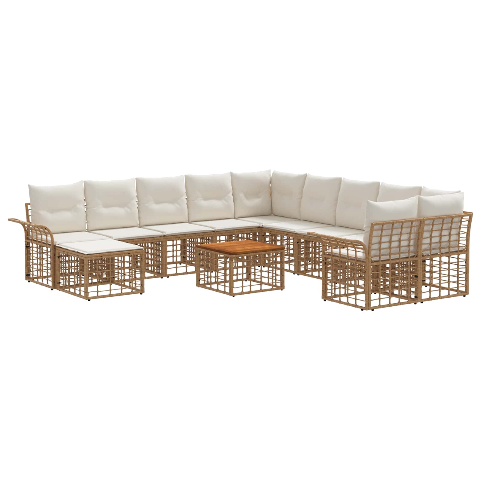 Outdoor-sofagarnitur 12 Stk. 11-sitzer Natur Und Cremeweiß Vidaxl