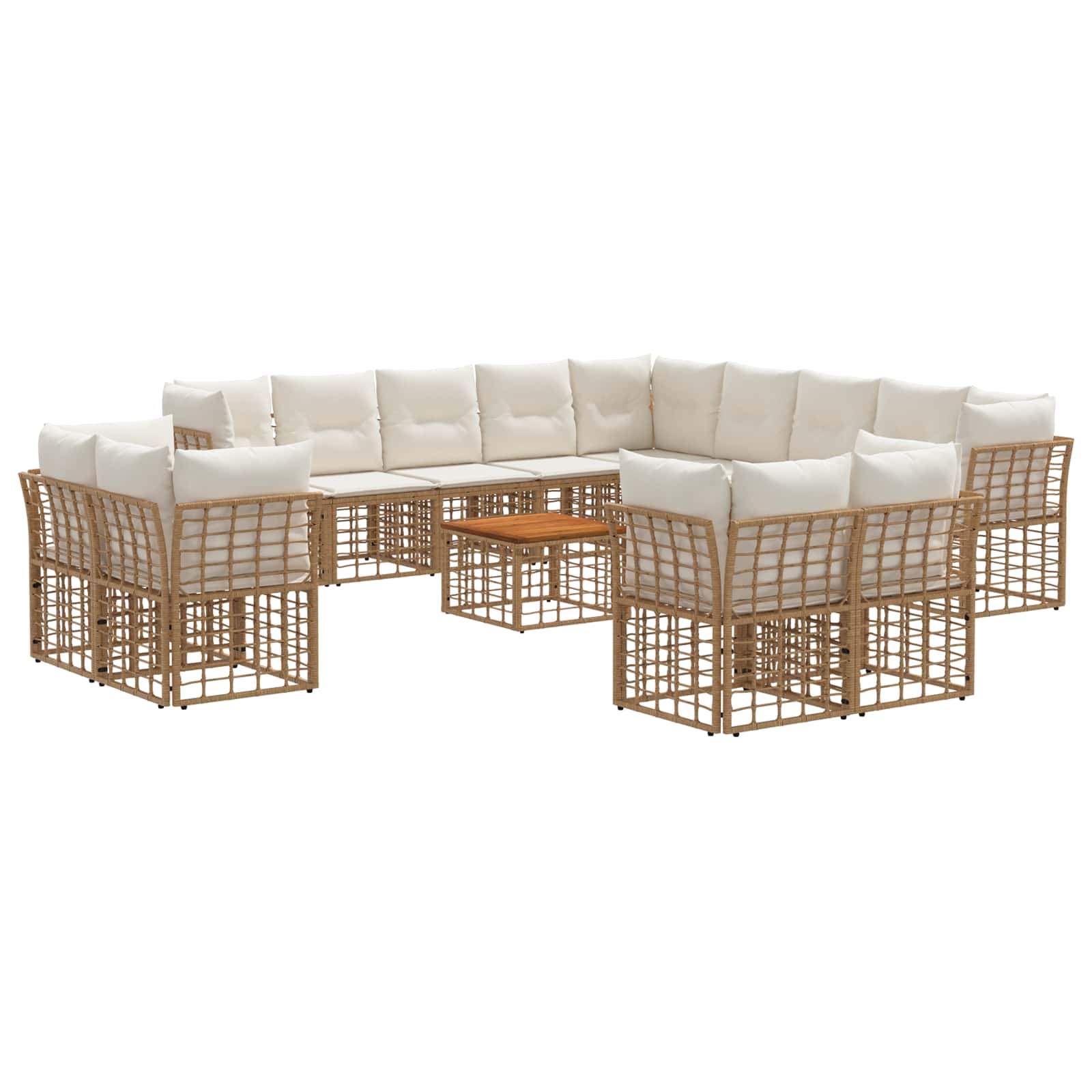 Outdoor-sofagarnitur 14 Stk. 13-sitzer Natur Und Cremeweiß Vidaxl