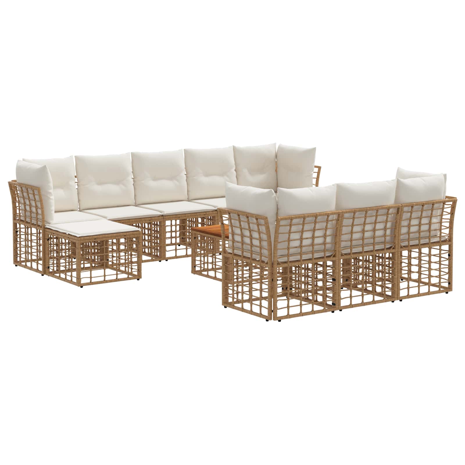 Outdoor-sofagarnitur 11 Stk. 10-sitzer Natur Und Cremeweiß Vidaxl