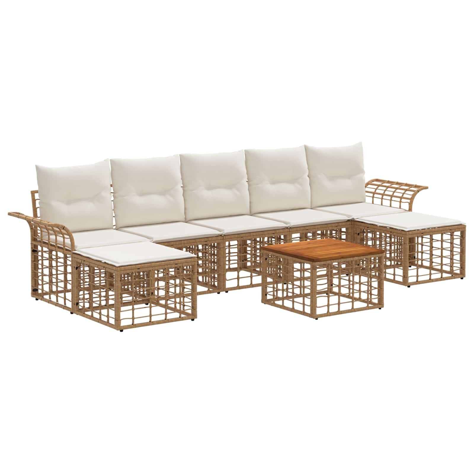 Outdoor-sofagarnitur 8 Stk. 7-sitzer Natur Und Cremeweiß Vidaxl