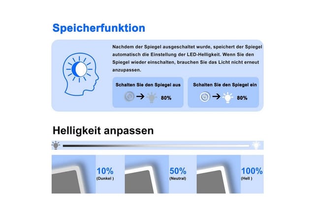 duschspa Kosmetikspiegel Schminkspiegel LED Kosmetikspiegel mit Beleuchtung Tischspiegel, mit Touch, 3 Lichtfarben Dimmbar, Memory-Helligkeit, 360° Drehbar