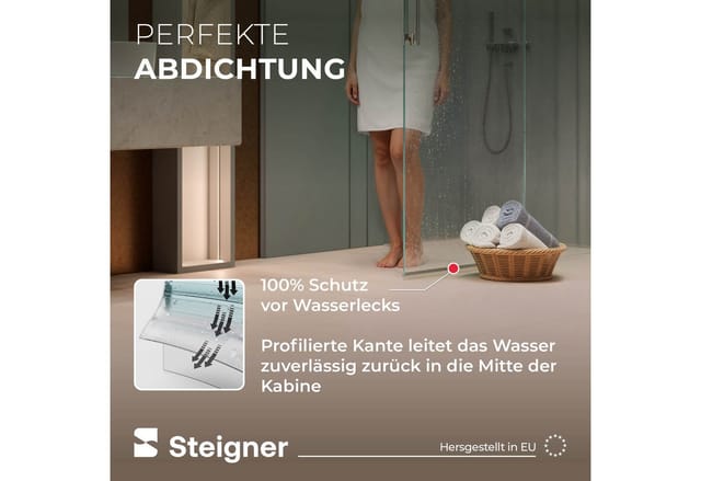STEIGNER Duschdichtung 30cm Gerade PVC Ersatzdichtung für Dusche, L: 30 cm, (1 Stück Packung, Einzeldichtung), Glasstärke 6/7/ 8 mm Model: UK05