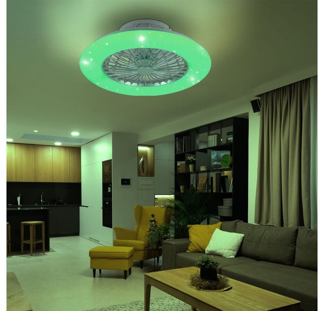 Reality Leuchten Deckenventilator, Deckenventilator Deckenlampe LED dimmbar Fernbedienung Sterneneffekt