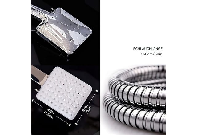 Refined Living Handbrause Duschkopf mit Schlauch Filter Duschbrause 1.5M Duschschlauch, (Einhand-Einstellung Duschbrause Druckerhöhend), Handbrause Regendusche mit 6 Strahlarten Gross Wassersparender