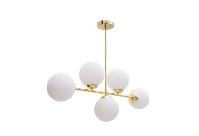 Licht-Erlebnisse Deckenleuchte DEKUT, ohne Leuchtmittel, Glas Metall in Gold Weiß E27 Kugel Schirm Modern