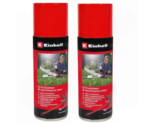 Einhell Akku-Heckenschere 2 x Pflegespray für Gartengeräte, Messer Klingen, Bohrfutter Sägen usw