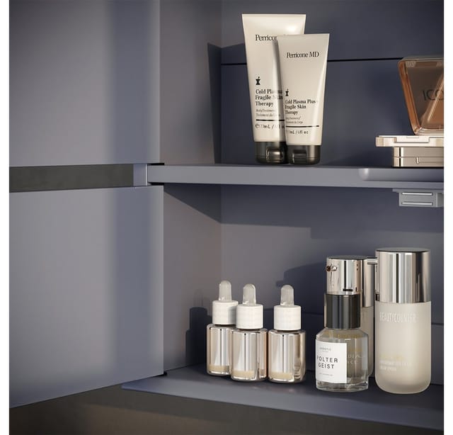 Vicco Badezimmerspiegelschrank Bianco, Grau, 56 x 58 cm (1-St)