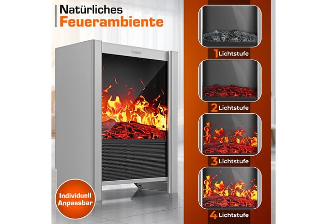 TRESKO Heizstrahler TRESKO® Elektrokamin mit Heizung & Fernbedienung 2000W, WiFi App, mit Heizung & Fernbedienung 2000W, WiFi App Kamin