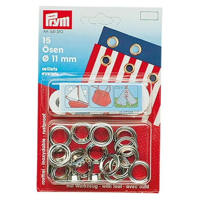 Prym Druckknopf - Ösen mit Scheiben 11 mm 15 Stück inkl. Werkzeug