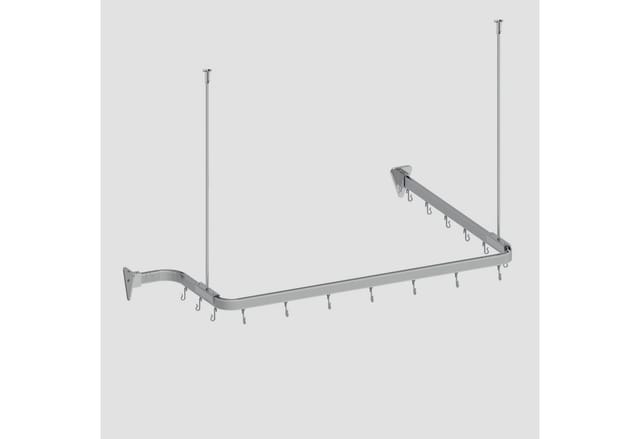Euroshowers GmbH Duschvorhangstange Biegsame Duschstange 300cm Duschvorhangstange flexibel formbar – Chrom, 1-läufig, Wand, Decke, Schrauben, Aluminium, Kann von Hand gebogen werden
