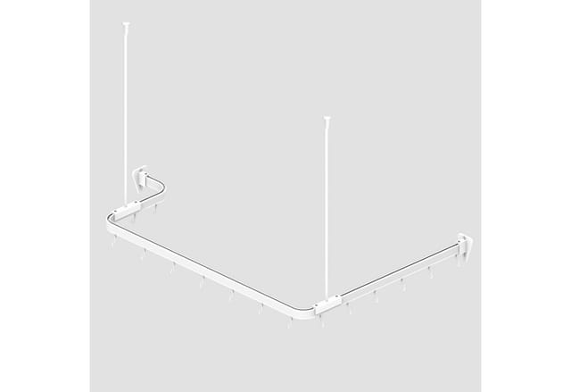 Euroshowers GmbH Duschvorhangstange Biegsame Duschstange 300cm Duschvorhangstange flexibel formbar – weiß, 1-läufig, Wand, Decke, Schrauben, Aluminium, Kann von Hand gebogen werden