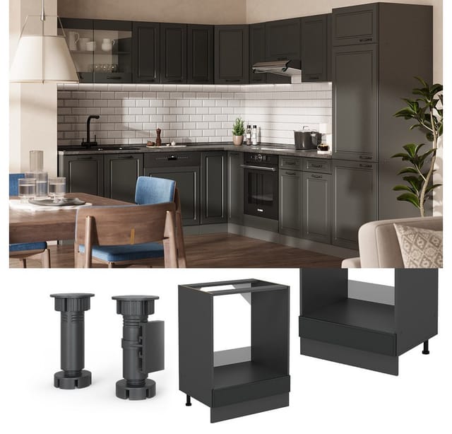 Vicco Herdumbauschrank R-Line, Anthrazit Landhaus/Anthrazit, 60 cm ohne Arbeitsplatte (1-St)