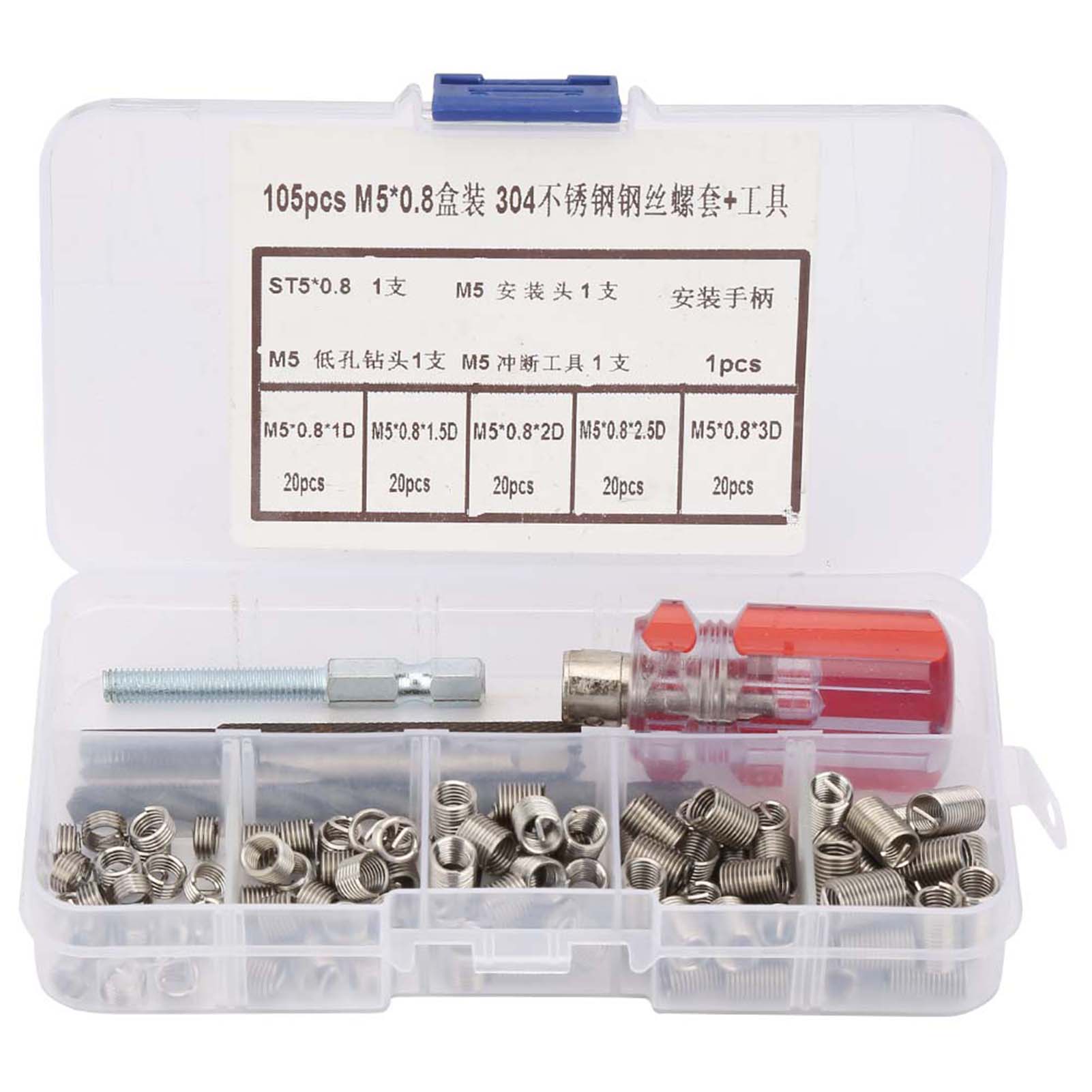 105-teiliges Gewindereparaturset Mit Edelstahlhülsen (m5x0,8)