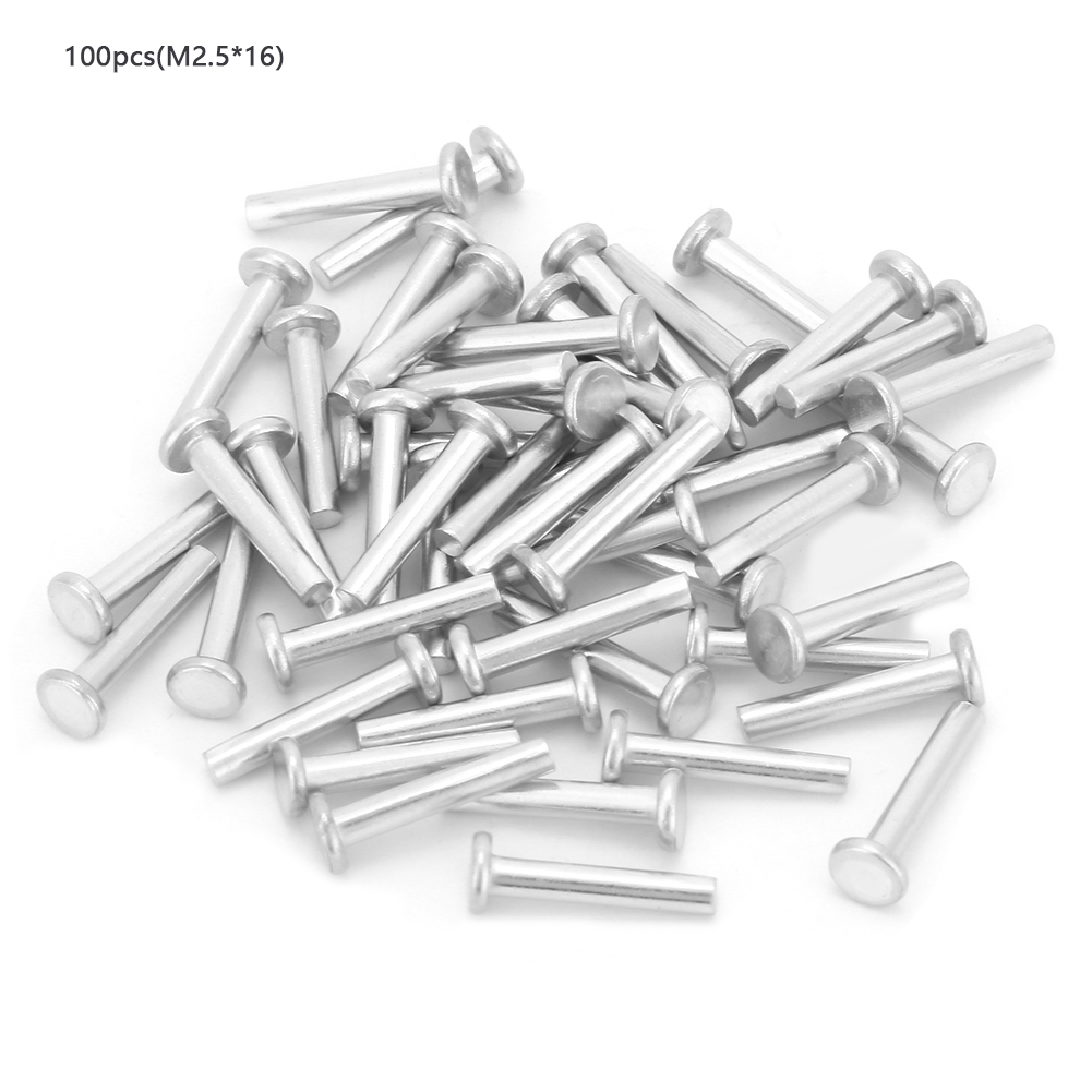 100 Stück M2,5 Flachkopf-aluminiumnieten 12/14/16 Mm, Vollnieten Mit Senkkopf (m2,5x16)