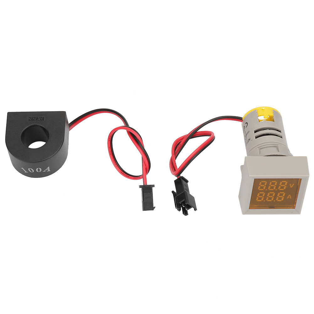 Mini-2-in-1-led-voltmeter/amperemeter Mit Digitalanzeige Und Gelber Quadratischer Kontrollleuchte