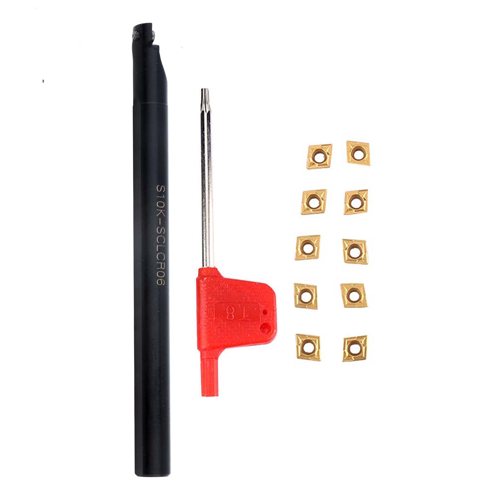 Drehwerkzeughalter S10ksclcr06 Mit 10 Ccmt060204hm Ybc251 Einsätzen Und Schraubenschlüssel