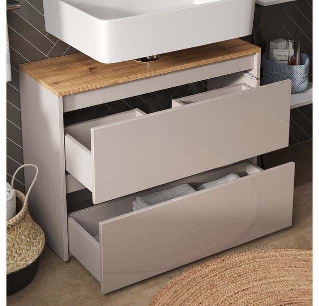 Vicco Waschbeckenunterschrank Majest, Cashmere/Artisan, 80.1 x 62 cm mit 2 Schubladen (1-St)