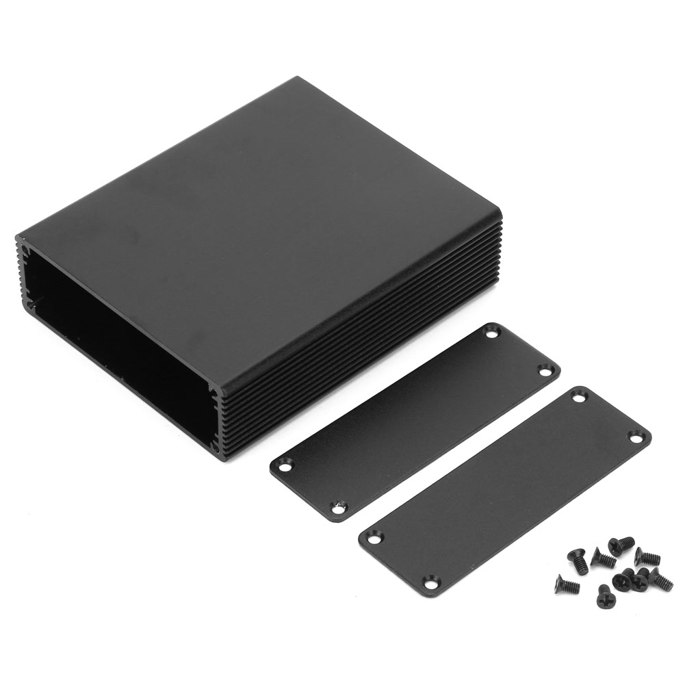 Schwarzes Aluminium-gehäuse Für Elektronikprojekte Mit Leiterplatten – Technische Box