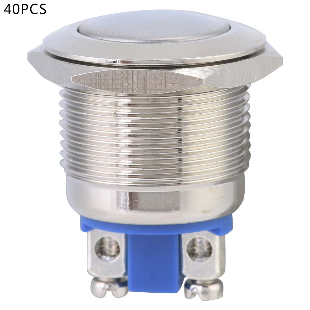 40 Stück Momentan-drucktaster, Wasserdicht, 19 Mm, Metall, Automatischer Rückstellmechanismus, Rundkopf, 2 Pins