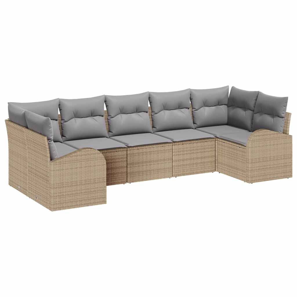 Maison Exclusive - Gartensofa-set 7 Stk. 7-sitzer Beige Poly-ratt