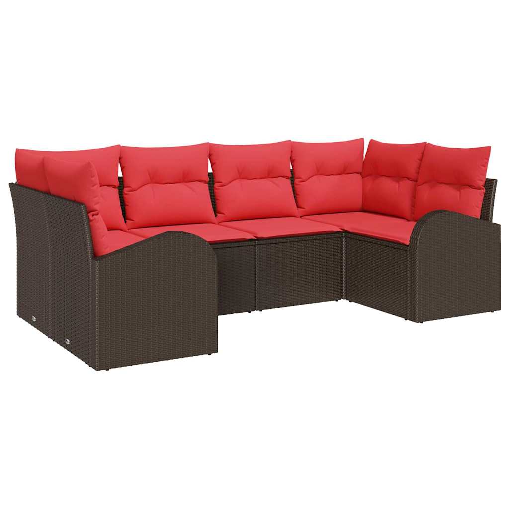 Maison Exclusive - Gartensofa-set 6 Stk. 6-sitzer Braun [syntheti