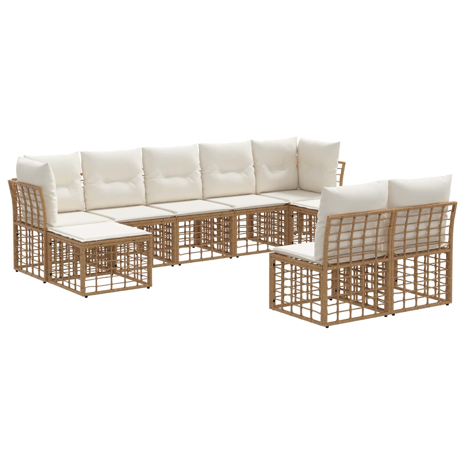 Maison Exclusive - Outdoor-sofagarnitur 9-sitzer Natur Und Cremew