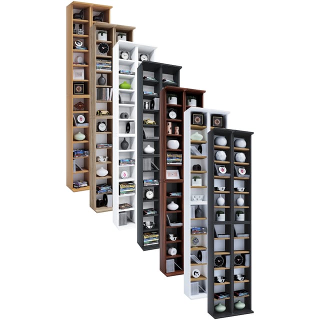 VCM Standregal Holz CD DVD Stand Regal Schrank Ständer Almera