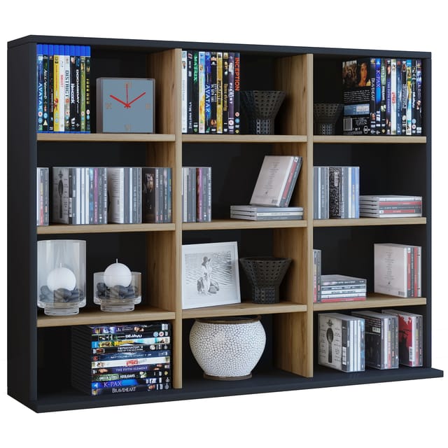 VCM Standregal Holz CD DVD Standregal Bücherregal Regal Megosa L