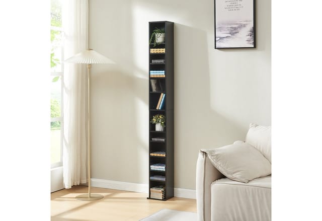 en.casa CD-Regal, »Tynset« 175x20x20 cm mit 12 Fächern Schwarz