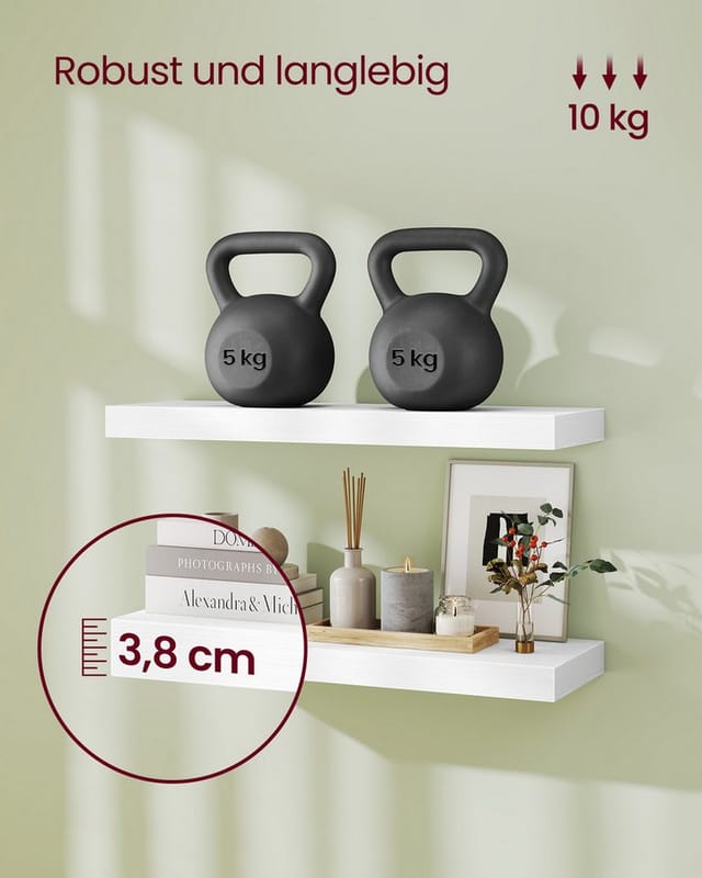 VASAGLE Wandregal, 1-tlg., Wandboard, 40 - 80 cm