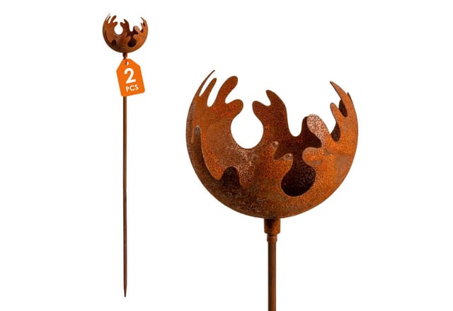 Spetebo Gartenstecker Metall Gartenstecker Naturrost Feuerball klein (Stück, 1-St) Deko Windlicht mit Naturrost