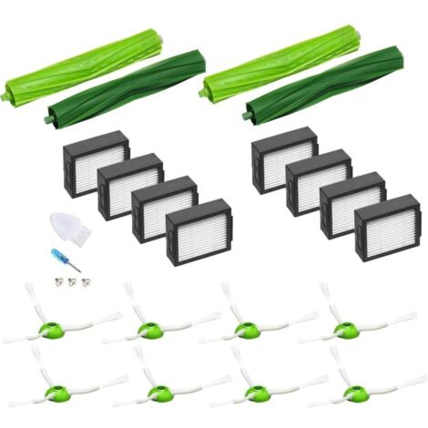 21 Austauschroboter Roomba E5 E6 I6 I6 + I3 I3 + I4 I4 + I7 I7 + I8, 8 Filter, 8 Seitliche Bürsten, 4 Rouleau-brüsen, Balai Aspirateur-austauschteile