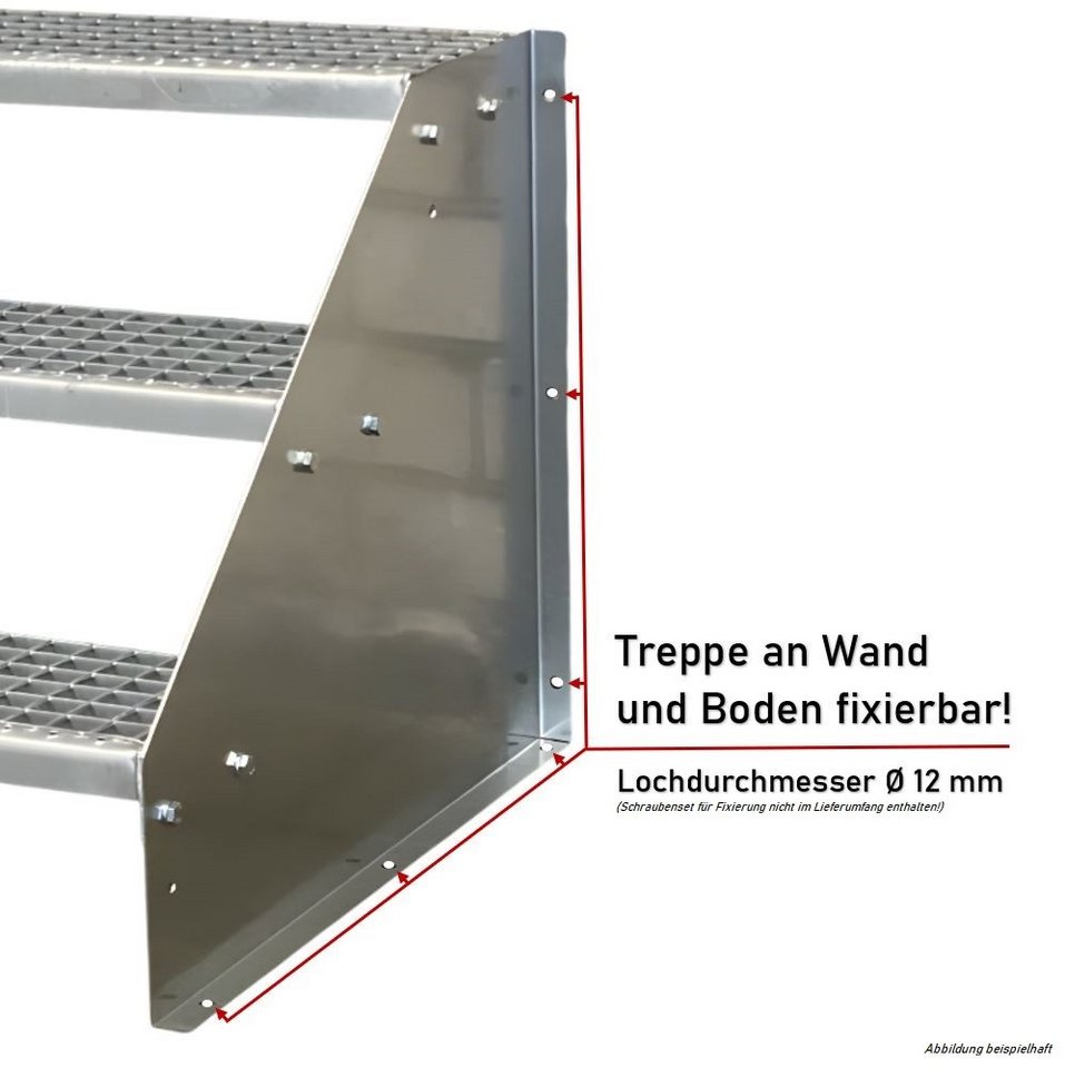 SRM Design Außentreppe 3 Stufen Standtreppe freistehend Breite 70cm Höhe 63cm Anthrazit
