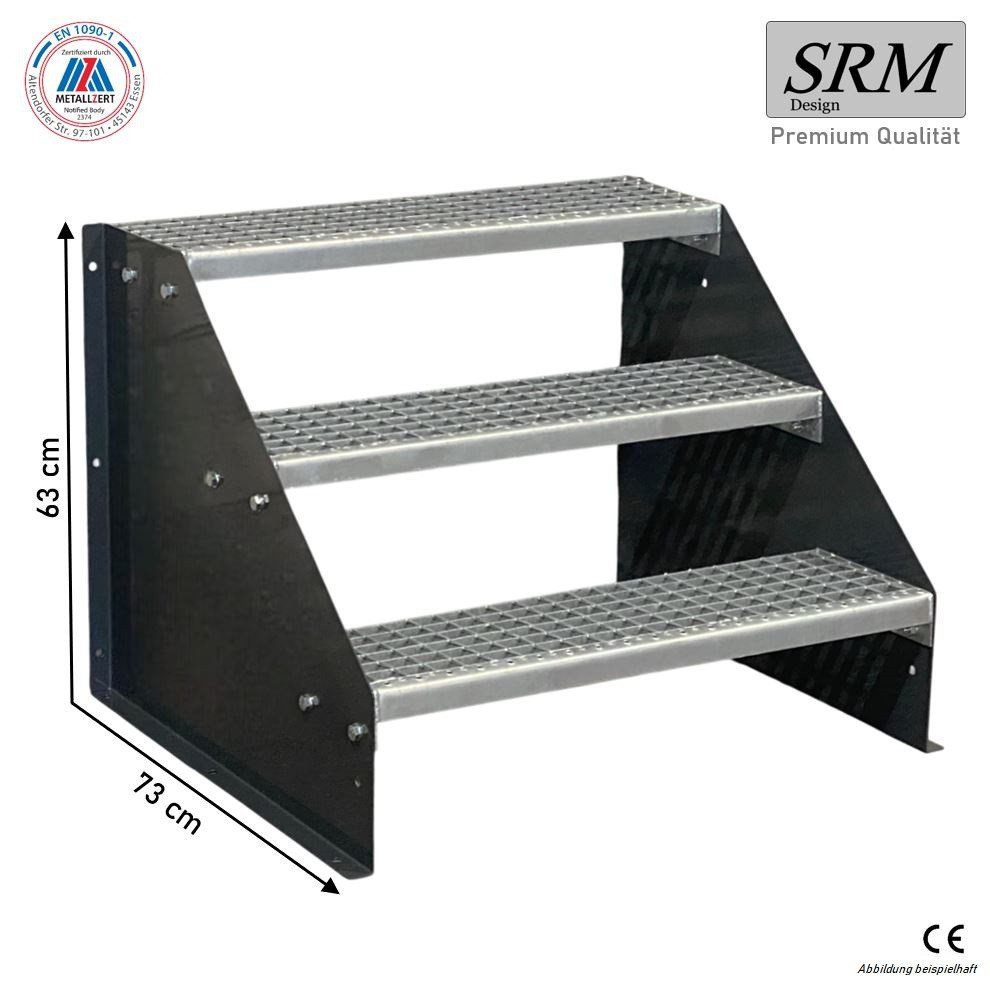 SRM Design Außentreppe 3 Stufen Standtreppe freistehend Breite 70cm Höhe 63cm Anthrazit Bild 2