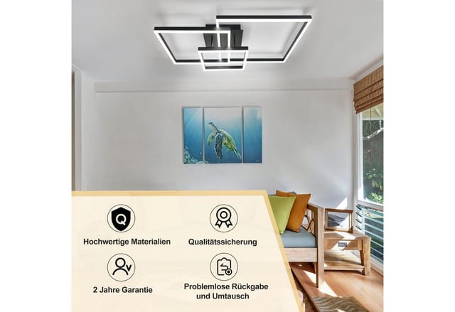 Nettlife LED Deckenleuchte LED Deckenleuchte quadratische Rahmen, Dimmbar mit Fernbedienung, LED fest integriert, Warmweiß, Neutralweiß, Kaltweiß, für Wohnzimmer Schlafzimmer Küche Flur Büro Esszimmer